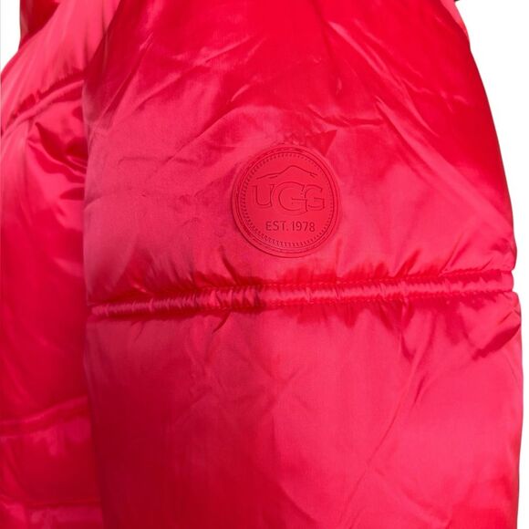 UGG Ronney Cropped Puffer Jacket Coat Womens Size Large Red - Picture 8 of 16